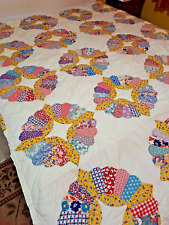 Vintage Dresden Plate Quilt Handmade Hand Quilted 69