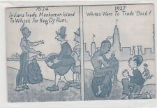 Prohibition comic postcard c1927 Selling Manhattan back to Indians for alcohol. picture