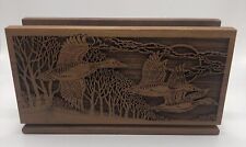 Lasercraft Laser Engraved Ducks American Walnut Wooden Letter Napkin Holder MCM picture