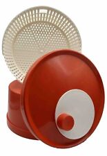 Per Alimenti Salad Spinner 3 Piece Red Plastic Vintage Made In Italy MCM Chic picture