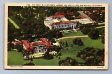 1936  SAN MARINO, CA Aerial View HENRY HUNTINGTON LIBRARY, ART GALLERY Postcard picture