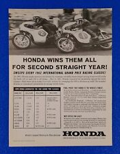 1963 HONDA MOTORCYCLES SWEEP INTERNATIONAL GRAND PRIX RACING CLASSICS PRINT AD picture