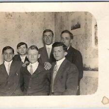 c1910s Group Young Men Friends RPPC Tough Dudes Physiognomy Gentlemen Photo A213 picture