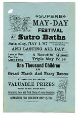1897 SAN FRANCISCO SUTRO BATHS MAY-DAY FESTIVAL~1,000 CHILDREN MARCH~PROMO FLYER picture