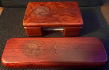 President George W. Bush Solid Wood Gift Presidential Seal Pen & Card Holder Set picture