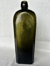 Antique 19th Century Olive Green Case Gin Bottle W/Applied Lip & Base Mark 10.5