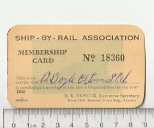 Vtg 1953 Ship By Rail Association Membership Card Montreal Trust Toronto Trains picture