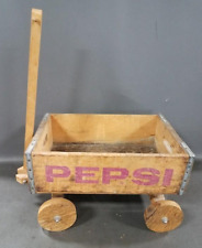 Vintage Pepsi Brown Wooden Cola Gross & Jarson Associates Pull Cart Wagon picture