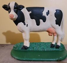 Vtg Cast Iron Dairy Cow Door Stop Holstein Heavy Country Farmhouse Decor picture