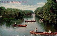 Pavillion Lake Belle Isle Detroit Michigan 1910 Canoeing Lagoons Canal Postcard picture