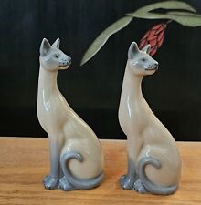 2 Franklin Mint SIAMESE CATS Porcelain Figure w/ Sticker 3.5