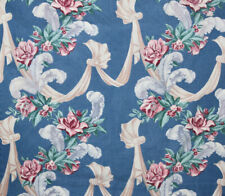 Vintage Barkcloth blue floral curtain damaged for fabric picture