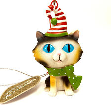 Midwest-CBK Calico Kitty Cat in a Party hat Resin Christmas Ornament Nwt  picture