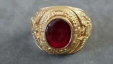 Vintage United States Army Gold Tone Red Ruby Ring Size 10. picture