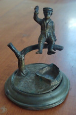 Antique Small Bronze Sculpture Boy on Limb , Unknown Purpose picture