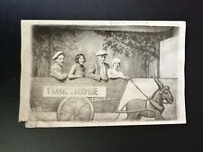 Vintage Postcard Two Couples Posing for Photograph Behind Donkey and Wagon￼R57 picture