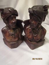 Balanese Klug Kung Hand Carved Hardwood Exotic Bookends Nude Figurines * EUC picture