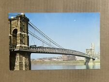Postcard Cincinnati OH Ohio Suspension Bridge Scenic View Vintage PC picture