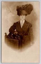 RPPC Duluth MN Edwardian Woman Outrageous Hat Studio Portrait Photo Postcard R30 picture