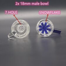 2x 18mm 7 HOLE BUILT-IN SCREEN ECONOMY SLIDE Tobacco Glass Slide Bowl 18 mm male picture