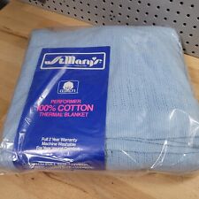 Vintage NEW St Marys Blanket 100% Cotton Thermal Blue Twin Full 72