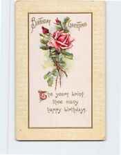 Postcard Birthday Greeting Card with Quote and Roses Embossed Art Print picture