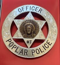 RARE Obsolete OFFICER POPLAR  POLICE MONTANA “Silver” Badge ( Sheriff Marshal ) picture