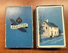 Hamilton Playing Cards Vintage Blue With Colonial House Full Deck With Jokers picture