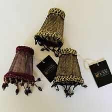 Vtg Gold Burgundy Lamp Shade Christmas Ornaments Holiday Gallery Beaded Lot NOS picture