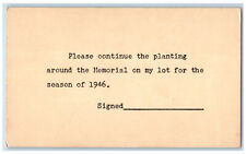 1946 Mt. Olivet Cemetery Planting Around Memorial Frederick MD Postal Card picture