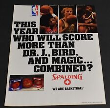 1985 Print Ad Spalding Basketball NBA Larry Bird Magic Johnson Dr J Sports art picture