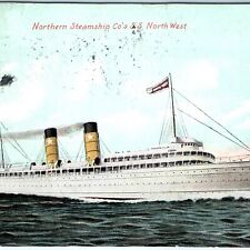 c1910s Lake Michigan SS Northwest of Northern Steamship Co Hand Color Smoke A147 picture