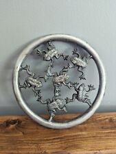 Vintage Metal Frog / Toad Trivet Or Plant Stand 7” Round Lily Pad picture