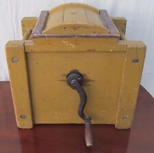 EXCELLENT 19TH CENTURY PRIMITIVE BUTTER CHURN IN ORIGINAL MUSTARD YELLOW PAINT picture