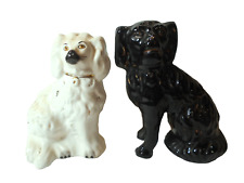 Black Jackfield & White Beswick Staffordshire Spaniel Mantle Dogs 5.5