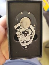 NEW XiKar Room 101 Black With Floral Design Double Bladed Cigar Cutter picture