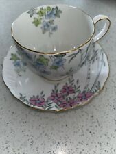 Vintage Blue Pink Radfords Fenton Bone China Teacup-Saucer Set Made In England picture