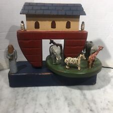 Wolf Creek Folk Art Carved Wood Noah's Ark Animals  Rotating Music Box Working picture