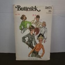 UNCUT 1960’s Butterick 5871 Misses Blouses 5 Styles 16 Vintage Sewing Pattern picture