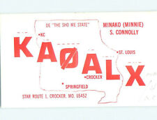Pre-1980 RADIO CARD - Crocker - Near Swedeborg & Iberia & Dixon MO AH0914 picture