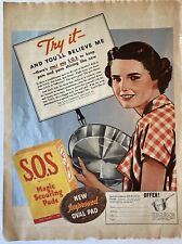 SOS Magic Pad Print Advert Home Decor Art Kitchen Cleaning Ephemera Vtg 1930s picture
