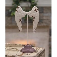 NEW SHABBY ANGEL WINGS CHIC WHITE Distressed ON BASE Metal Chippy 11.5