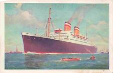 c1926 Steamship Express Line New York Hamburg American Line Lumitone Postcard picture