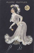 1909 Embossed Postcard Victorian Women Fluffy Ruffles  Signed Artist Ellam picture