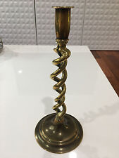 Antique 19th Century or Earlier Brass Candlestick Candle Holder Unique Spiral picture