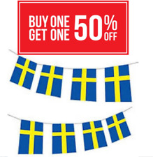 10 Metre's  Sweden Swedish Sverige Flag Eurovision Party Bunting Speedy Delivery picture