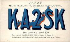 QSL radio card KA2SK 1956 San Francisco APO500 Japan Stan Kaskper Map Japan picture