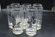 Vintage Game Bird Drink Glasses 1960's Barware 5.75” Tall - Set Of 8 picture