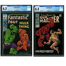 Fantastic Four 112 & Sub Mariner 8 CGC 6.5 pair Classic Black Covers picture