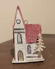 Miniature Czechoslovakia Antique Cardboard Church Putz Christmas Czech picture